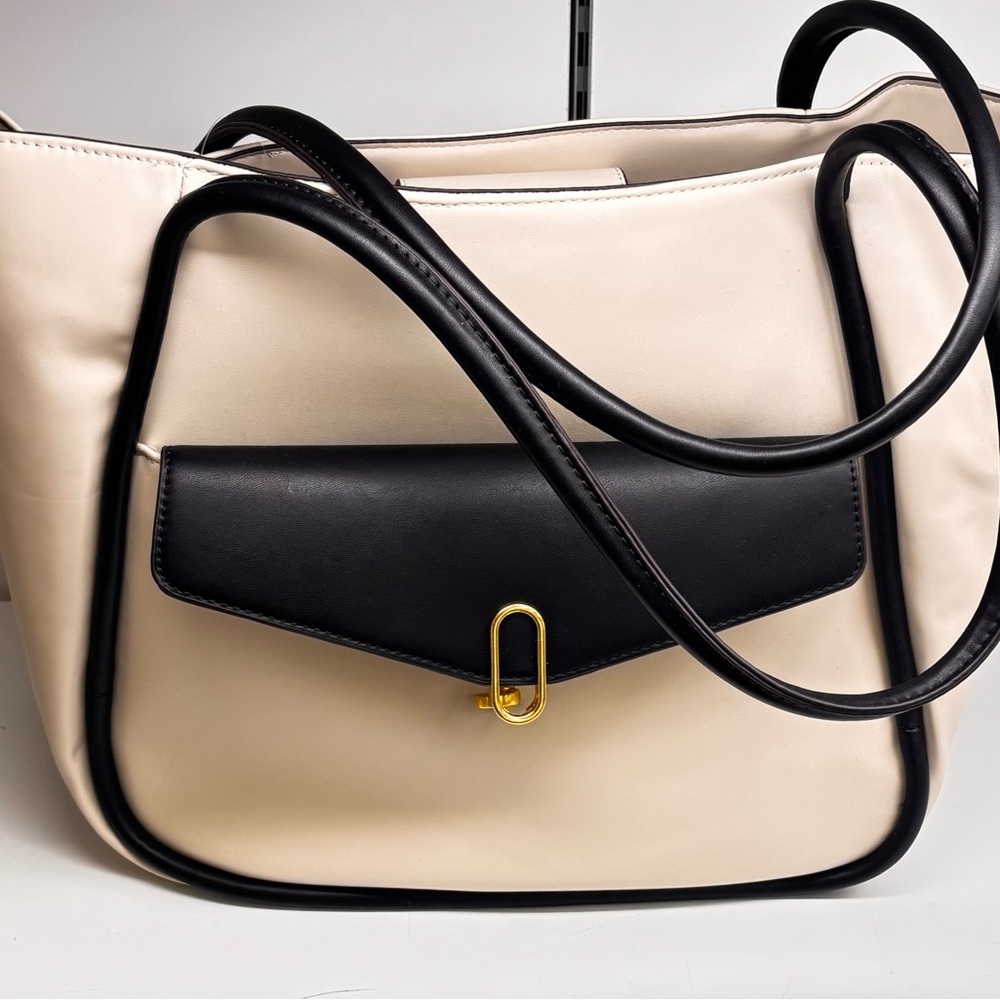 Elegant Cream and Black Women's Handbag